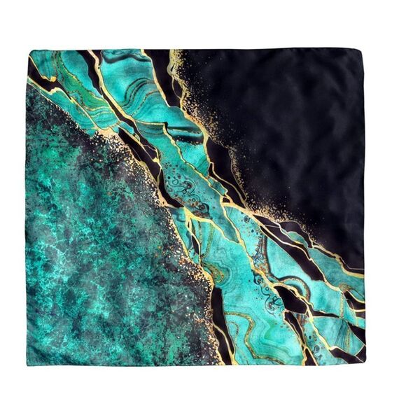 Green Marble Silky Scarf  - Picture 3 of 4